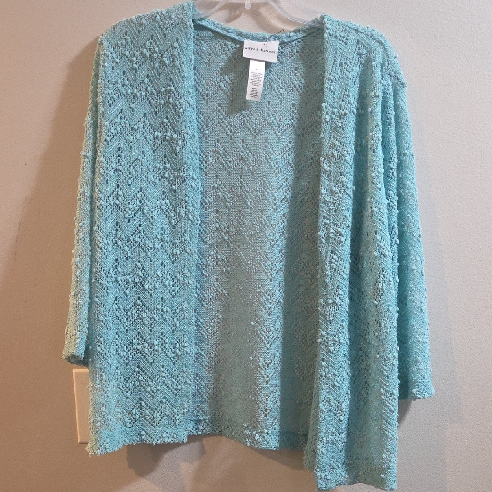 Alfred Dunner Soft Blue Crochet Sweater
